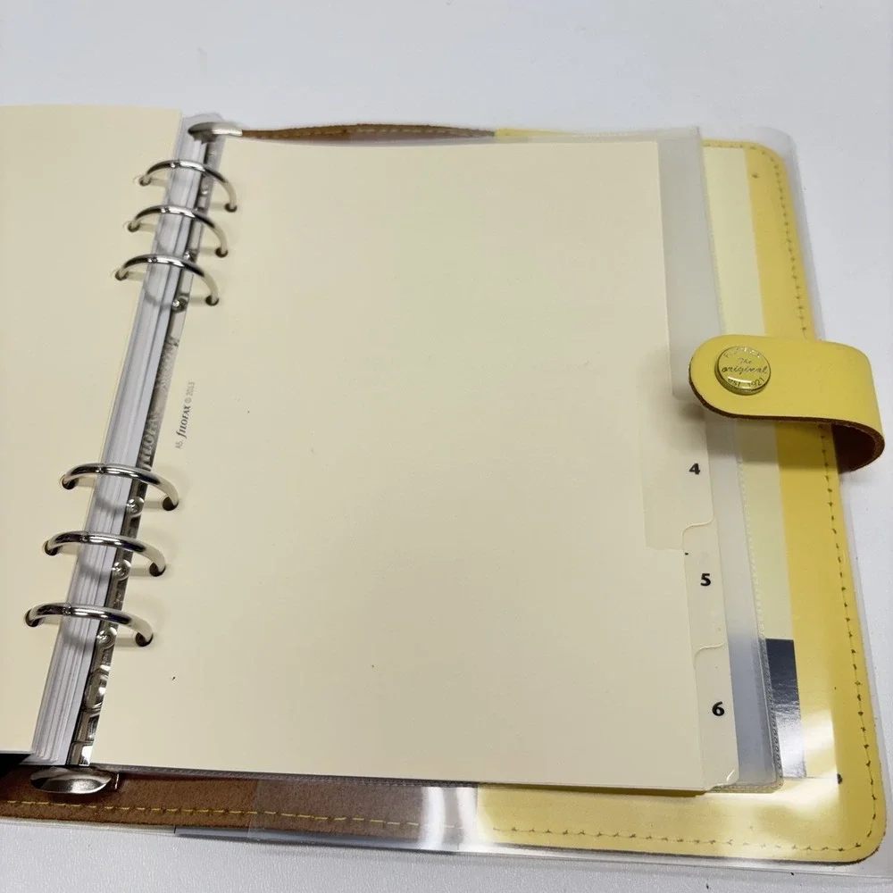 Filofax The Original A5 Leather Organiser Yellow Made in UK w/ Extras READ DESCR